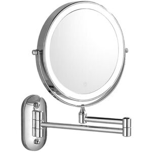 Linghhang - Wall Mounted Makeup Mirror, Wall Mounted Lighted Magnifying Mirror, 1X/10X Double Sided Wall Mounted Mirror, 360° Swivel Extension Linghhang - Wall Mounted Makeup Mirror, Wall Mounted Lighted Magnifying Mirror, 1X/10X Double Sided Wall Mounted Mirror, 360° Swivel Extension