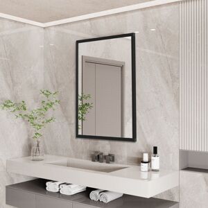 LUVODI Wall-Mounted Mirror for Bathroom Dressing Room Bedroom Corridor Aluminum Alloy Black Framed Wall Mirror, Rectangular 120 x 76cm LUVODI Wall-Mounted Mirror for Bathroom Dressing Room Bedroom Corridor Aluminum Alloy Black Framed Wall Mirror, Rectangular 120 x 76cm