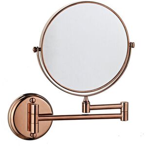 TEHTUY Wall-mounted vanity mirror, double-sided, foldable, rotating, 3x magnifying, 15 cm, for bathroom, toilet, bedroom, rose gold TEHTUY Wall-mounted vanity mirror, double-sided, foldable, rotating, 3x magnifying, 15 cm, for bathroom, toilet, bedroom, rose gold