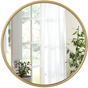 Modern Wall Mounted Slim Frame Round Mirror, Golden 80cm - Woltu Modern Wall Mounted Slim Frame Round Mirror, Golden 80cm - Woltu