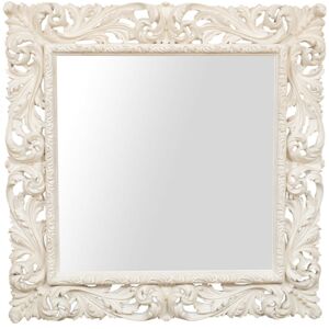Biscottini - wooden wall mirror with antique white finish made in italy Biscottini - wooden wall mirror with antique white finish made in italy