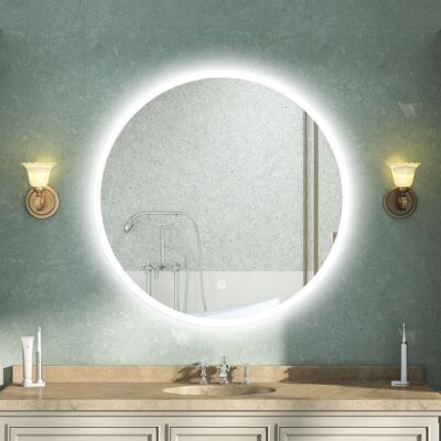 AVER-GROWTH 500mm Round Bathroom LED Mirror Dimmable Illuminated Backlit Makeup Mirror with Demister, 3 LED Light Color AVER-GROWTH 500mm Round Bathroom LED Mirror Dimmable Illuminated Backlit Makeup Mirror with Demister, 3 LED Light Color