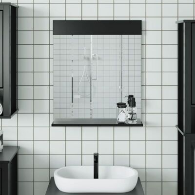 Maisonchic Bathroom Mirror with Shelf - Black - 60x12x70cm Maisonchic Bathroom Mirror with Shelf - Black - 60x12x70cm