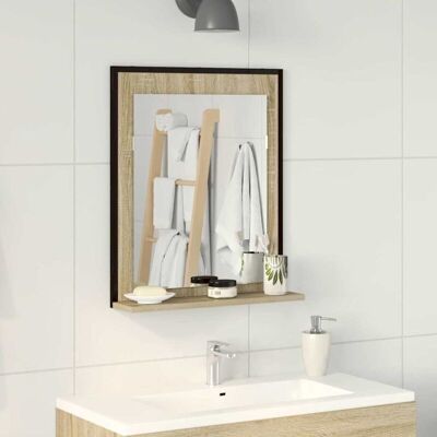 Vidaxl Bathroom Mirror with Shelf - Bathroom Vanity in Sonoma Oak Vidaxl Bathroom Mirror with Shelf - Bathroom Vanity in Sonoma Oak
