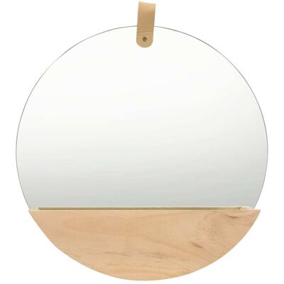 Maisonchic Pine Wood Wall Mirror - Round 35cm with Storage - Wall Mirror Maisonchic Pine Wood Wall Mirror - Round 35cm with Storage - Wall Mirror