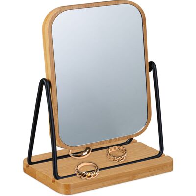 Relaxdays Kosmetikspiegel - 18x12cm - Adjustable Tilt - Elegant Bamboo & Metal - Makeup Mirror Relaxdays Kosmetikspiegel - 18x12cm - Adjustable Tilt - Elegant Bamboo & Metal - Makeup Mirror
