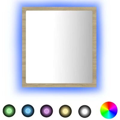 vidaXL LED Bathroom Mirror Sonoma Oak - Bath Mirror - Modern Style vidaXL LED Bathroom Mirror Sonoma Oak - Bath Mirror - Modern Style