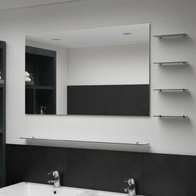 vidaXL Wall Mirror with 5 Shelves Silver 100x60cm - Wall Mirror vidaXL Wall Mirror with 5 Shelves Silver 100x60cm - Wall Mirror