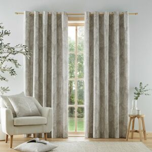 Catherine Lansfield - Alder Trees 100% Cotton Lined Eyelet Curtains, Natural, 66 x 54 Inch