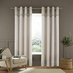 Catherine Lansfield - Melville Woven Texture Eyelet Curtains, Natural, 46 x 54 Inch