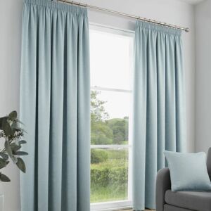 Galaxy Plain Dyed Triple Woven Thermal Pencil Pleat Lined Curtains, Duck Egg, 46 x 54 Inch - Fusion