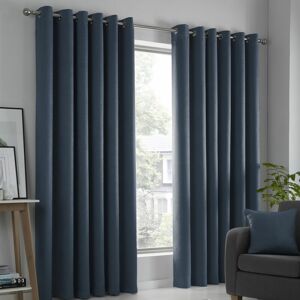 Strata Woven Eyelet Lined Curtains, Navy, 66 x 90 Inch - Fusion