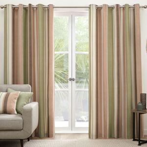 Whitworth Stripe Eyelet Lined Curtains, Green, 46 x 72 Inch - Fusion