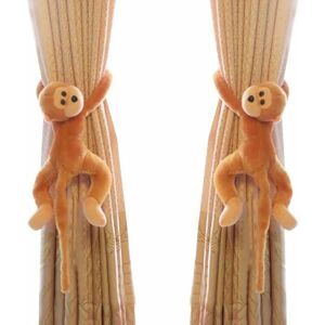 TINOR 1 Pair Curtain Monkey Tiebacks Hook Curtain Clips Rope Plush Animal Curtain Accessories Holder Curtain Holdback Decorative Tieback Hook Toy for