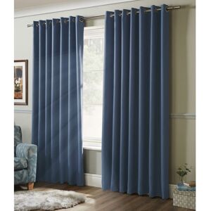 ALAN SYMONDS 100% Blackout Eyelet Ring Top Curtains Blue 41 x 72 - Blue