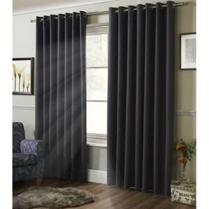 Alan Symonds - 100% Blackout Eyelet Ring Top Curtains Charcoal 41 x 72 - Charcoal