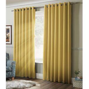 ALAN SYMONDS 100% Blackout Eyelet Ring Top Curtains Ochre 41 x 54 - Ochre