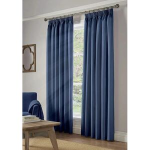 Alan Symonds - 100% Blackout Pencil Pleat Taped Top Curtains Blue 41 x 72 - Blue