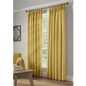 ALAN SYMONDS 100% Blackout Pencil Pleat Taped Top Curtains Ochre 61 x 54 - Ochre