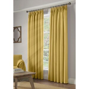 ALAN SYMONDS 100% Blackout Pencil Pleat Taped Top Curtains Ochre 90 x 72 - Ochre