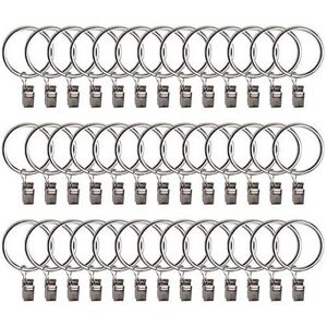 Orchidée - 100 Pcs Curtain Hooks Shower Rings Decorative Shower Curtain Hooks Slip Hooks (Silver)