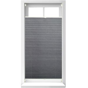 Relaxdays - Set of 1 Pleated Blinds, No-Drilling, Adhesive Klemmfix, Folding Roller, Transparent, Shades, Grey, 90x210cm