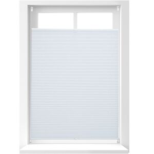 Relaxdays - Set of 1 Pleated Blinds, No-Drilling, Adhesive Klemmfix, Folding, Transparent, Shades, White, 80x130 cm