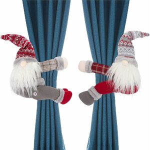 PESCE 2 Pack Christmas Curtain Buckles-Plush Gnome Dolls Curtain Holdback Rope Decorative Drapery Tiebacks for Xmas Home Decor