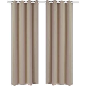 HOMMOO 2 pcs Cream Blackout Curtains with Metal Rings 135 x 245 cm VD00277