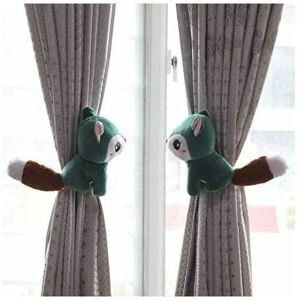 Aougo - 2PCS Curtain Tiebacks Cartoon Squirrel Curtain Tieback Plush Buckle Curtain Tieback Cute Curtain Tiebacks Curtain Clips Curtain Accessories