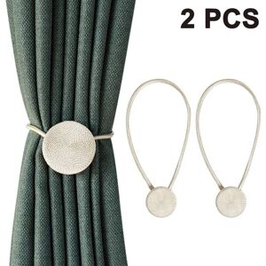 PESCE 2pcs Magnetic Curtain Tiebacks, Punch-Free Decorative Curtain Holdbacks, Strong Magnetic Weave Curtain Buckle for Small Thin or Sheer Window