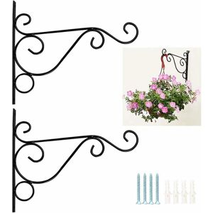 Denuotop - 2pcs Wall Hanging Plant Hooks Holder Hook Flower Pot Wall Hanging For Decoration Garden Balcony Lantern Gate Black