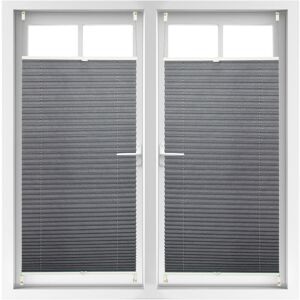 Relaxdays - Set of 2 Pleated Blinds, No-Drilling, Adhesive Klemmfix, Folding Roller, Transparent, Shades, Grey, 60x130cm
