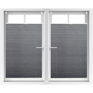 Set of 2 Relaxdays Pleated Blinds, No-Drilling, Adhesive Klemmfix, Folding Roller, Transparent, Shades, Grey, 80x130cm