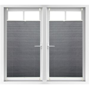 Set of 2 Relaxdays Pleated Blinds, No-Drilling, Adhesive Klemmfix, Folding Roller, Transparent, Shades, Grey, 90x210cm