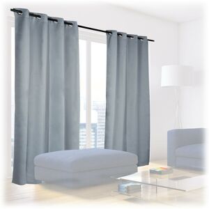 Set of 2 Relaxdays Blackout Eyelet Curtains, Washable, HxWxD: 245 x 135 x 0.5 cm, Grey