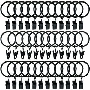 Groofoo - 40 Pcs Curtain Hooks Shower Rings Decorative Shower Curtain Hooks Slip Hooks (Black)