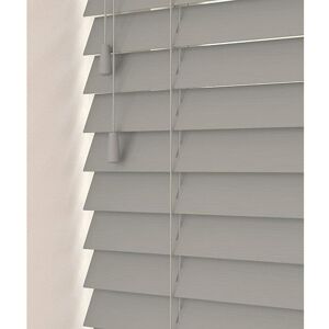 Newedgeblinds - 170cm Volcanic Grey Faux Wood Venetian Blind With Strings (50mm Slats) Blind With Strings (50mm Slats)
