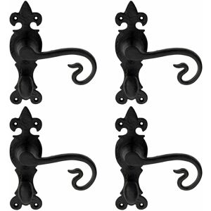 Loops - 4x pair Forged Curled Handle on Bathroom Backplate 167 x 51mm Black Antique