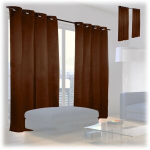 Set of 4 Relaxdays Blackout Eyelet Curtains, Washable, HxWxD: 245 x 135 x 0.5 cm, Brown