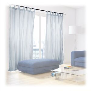 Set of 6 Curtains with Loops, Transparent, Solid Colour, Polyester, HxW: 245 x 140 cm, Silver - Relaxdays