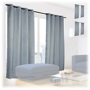 Set of 6 Relaxdays Blackout Eyelet Curtains, Washable, HxWxD: 245 x 135 x 0.5 cm, Grey