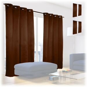 Set of 6 Relaxdays Blackout Eyelet Curtains, Washable, HxWxD: 245 x 135 x 0.5 cm, Brown