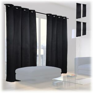 Set of 6 Relaxdays Blackout Eyelet Curtains, Washable, HxWxD: 245 x 135 x 0.5 cm, Black