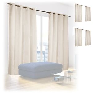 Set of 6 Relaxdays Blackout Eyelet Curtains, Washable, HxWxD: 245 x 135 x 0.5 cm, Sand