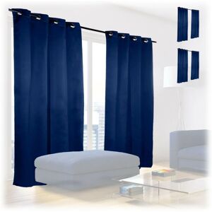 Set of 6 Relaxdays Blackout Eyelet Curtains, Washable, HxWxD: 245 x 135 x 0.5 cm, Dark blue