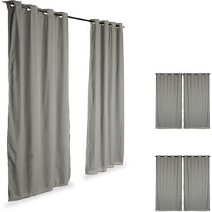 Set of 6 Relaxdays Darkening Curtains, Thermo Drapes with Eyelets, Cold and Heat Protection, 135x245 cm, Grey