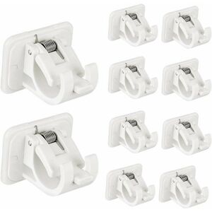 Hoopzi - 8 Pack Hooks Self Adhesive Curtain Rod Bracket, No Drilling Drapery Hook Brackets, Rod Holder, for Towels, Curtains, Coats