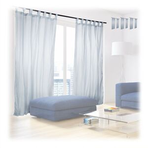 Set of 8 Curtains with Loops, Transparent, Solid Colour, Polyester, HxW: 245 x 140 cm, Silver - Relaxdays