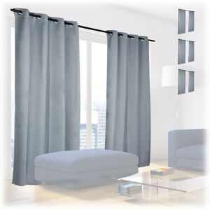 Set of 8 Relaxdays Blackout Eyelet Curtains, Washable, HxWxD: 245 x 135 x 0.5 cm, Grey